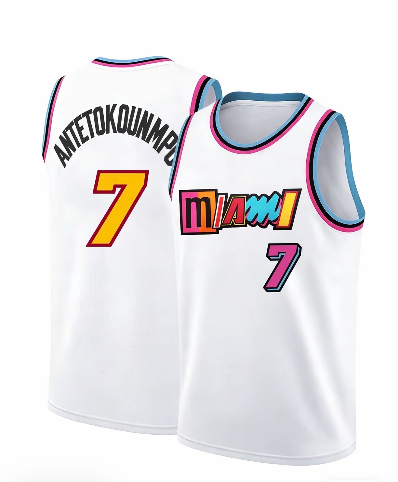 Giannis Antetokounmpo #7 Miami Heat Basketball Jerseys ☀️🏝️